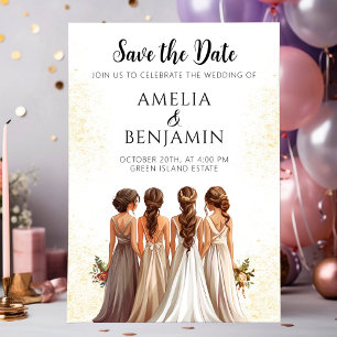 Elegant Bridesmaids Wedding Save the Date Invitation