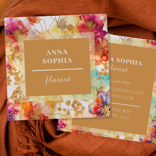 Elegant Bright Abstract Floral  Square Business Card
