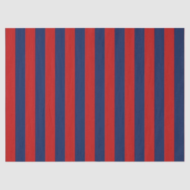 Elegant Bright Blue and Red Striped Pattern Tissue Paper (Front)