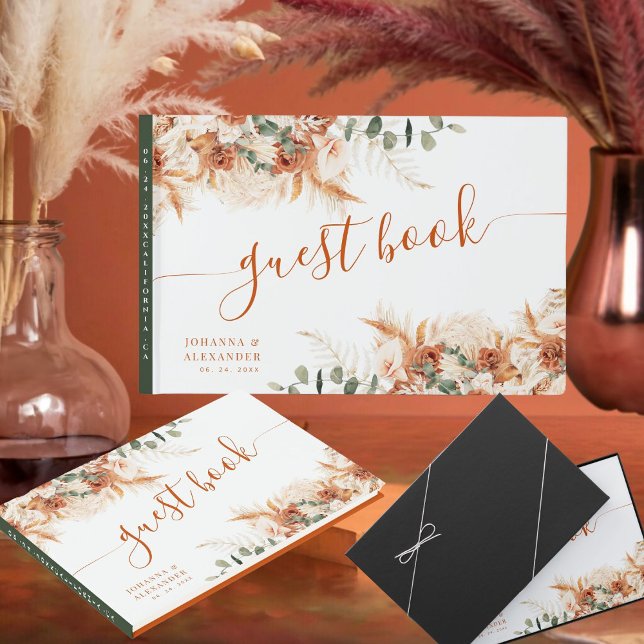 Elegant Bright Boho Terracotta Script Wedding   Guest Book (Creator Uploaded)