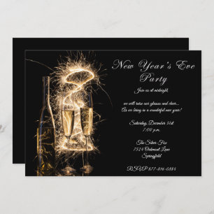 Elegant Bright Champagne New Years Eve Party Invitation