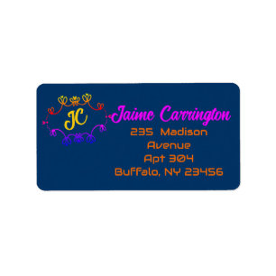 Elegant Bright Colorful Monogram Envelope Address Label
