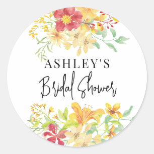 Elegant Bright Floral Chic Bridal Shower Classic Round Sticker