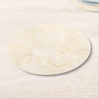Elegant Bright Marble Design Round Paper Coaster
