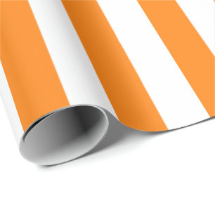 Elegant Bright Orange and White Striped Pattern Wrapping Paper