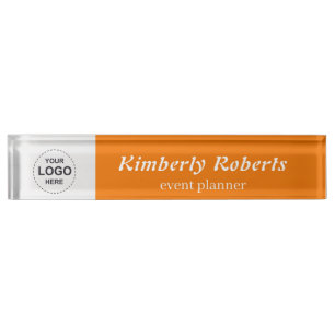 Elegant Bright Orange with Custom Business Logo Nameplate