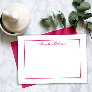 Elegant Bright Pink and White Personalised Card