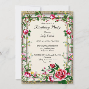 Elegant Bright Pink Floral Birthday Invitation