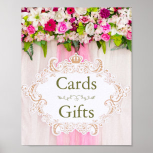 Elegant Bright Pink Floral Cards & Gifts sign