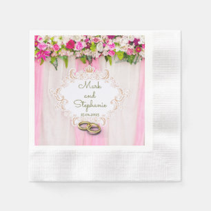 Elegant Bright Pink Floral Napkins