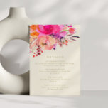 Elegant Bright Pink Floral Wedding Details Card<br><div class="desc">Modern Chic Bright Pink Watercolor Floral Elegant Wedding Details Card Enclosure</div>