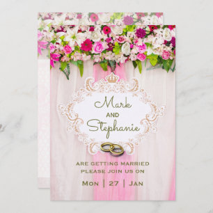 Elegant Bright Pink Floral Wedding Invitation