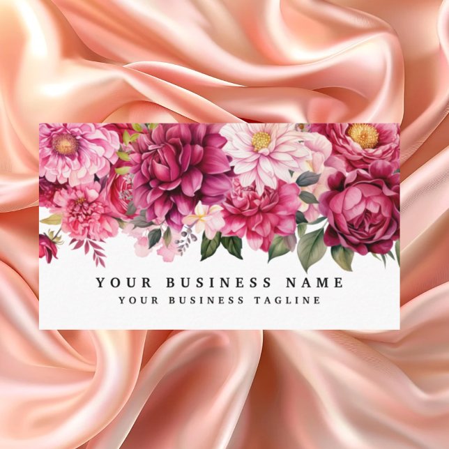 Elegant Bright Pink Flowers Business Cards (Creator Uploaded)