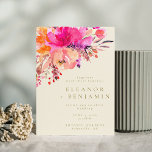 Elegant Bright Pink Watercolor Floral Wedding Invitation<br><div class="desc">Modern Chic Bright Pink Watercolor Floral Elegant Wedding Invitation</div>