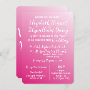 Elegant Bright Pink Wedding Invitation