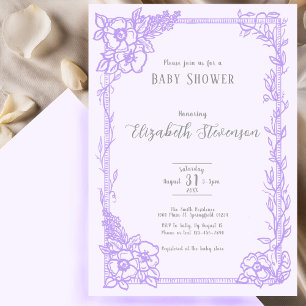 Elegant Bright Purple Floral Baby Shower Invitation