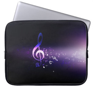 Elegant Bright Purple Music Notes Background Laptop Sleeve