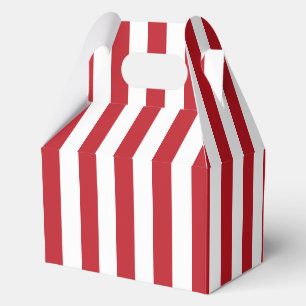 Elegant Bright Red and White Striped Pattern Favour Box