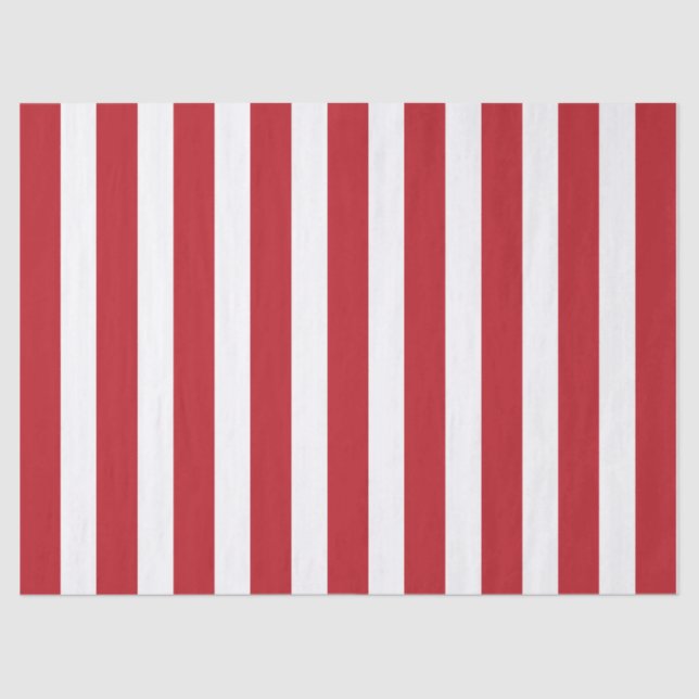 Elegant Bright Red and White Striped Pattern Tissue Paper (Front)