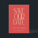 Elegant Bright Red Mid Century Modern Typography Save The Date<br><div class="desc">Elegant Bright Red Mid Century Modern Typography Save the Date</div>