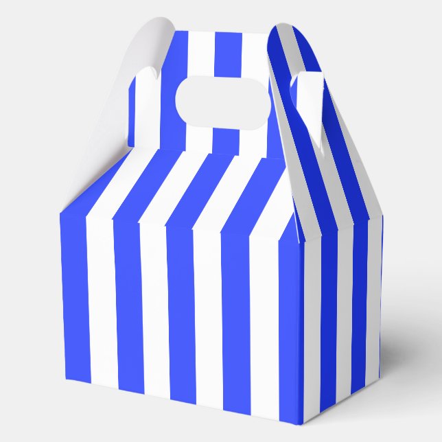Elegant Bright Royal Blue Striped Pattern Favour Box (Back)
