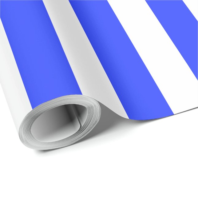Elegant Bright Royal Blue Striped Pattern Wrapping Paper (Roll Corner)