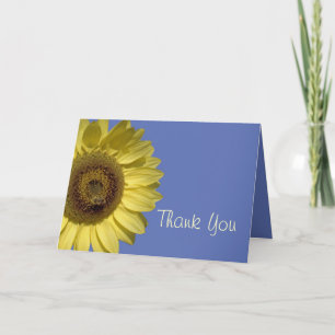 Elegant, bright summer yellow sunflower thank you card
