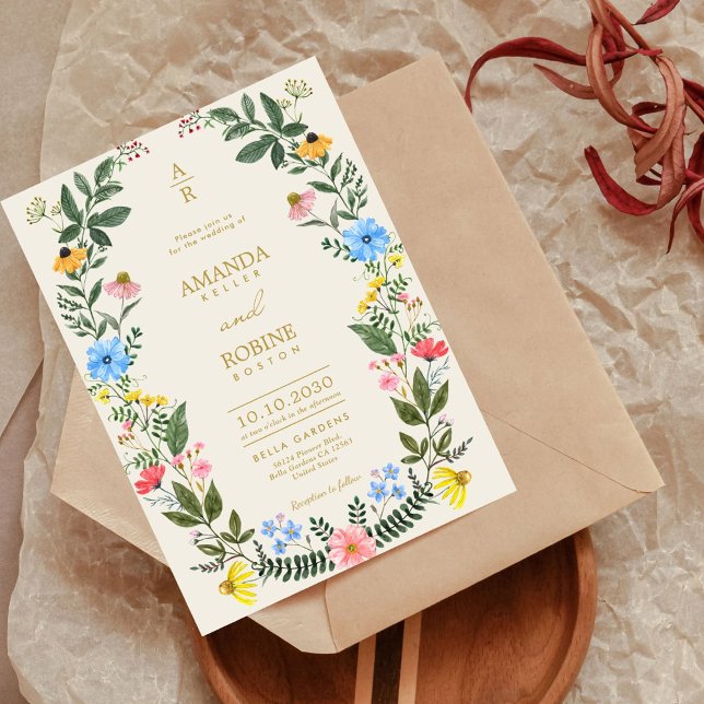 Elegant Bright Wildflower Wedding Invitation (Creator Uploaded)