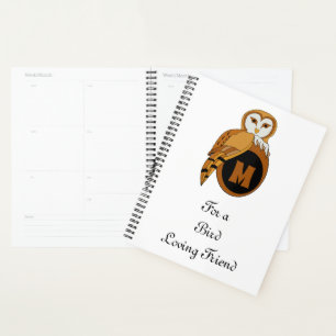 Elegant British Barn Owl Monogram Planner