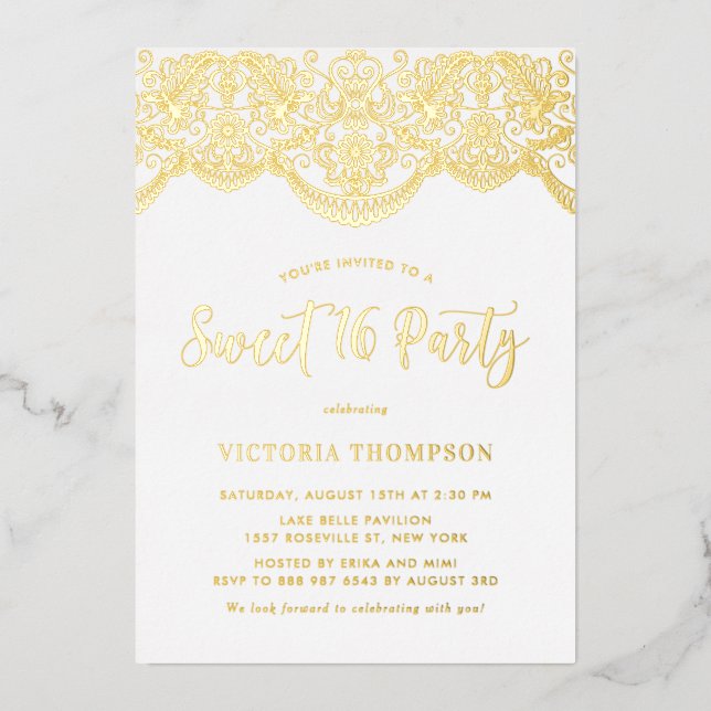 Elegant Brocade Lace Sweet 16 Party (Front)