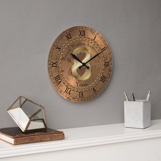 Elegant Bronze 8th Anniversary Gift Idea Large Clock (Office)