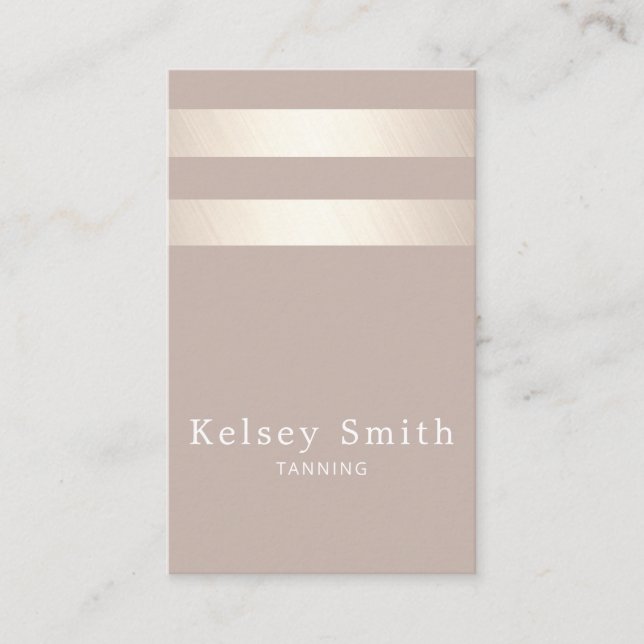 Elegant Bronze And Faux Gold Foil Stripe Business Card (Front)