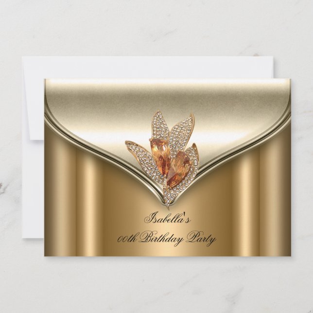 Elegant Bronze Brown Gold Birthday Party Invitation (Front)