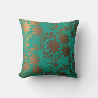 Elegant bronze floral hexagonal pattern cushion