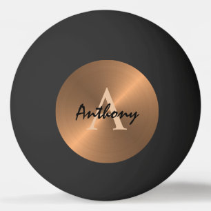 Elegant Bronze Gold Metallic Monogram Personalised Ping Pong Ball