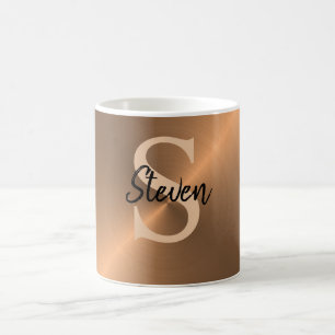 Elegant Bronze Metallic Monogram Name Coffee Mug