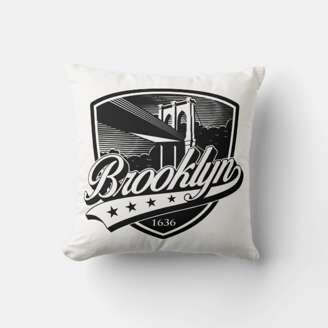 Elegant Brooklyn Shield and Swoosh Design Cushion (Front)