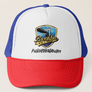 Elegant Brooklyn Shield and Swoosh Design Trucker Trucker Hat