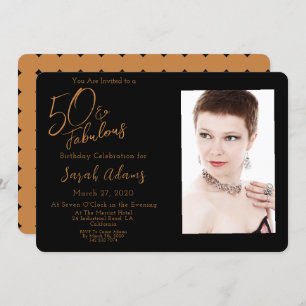 Elegant Brown 50 & Fabulous Birthday Party Photo Invitation