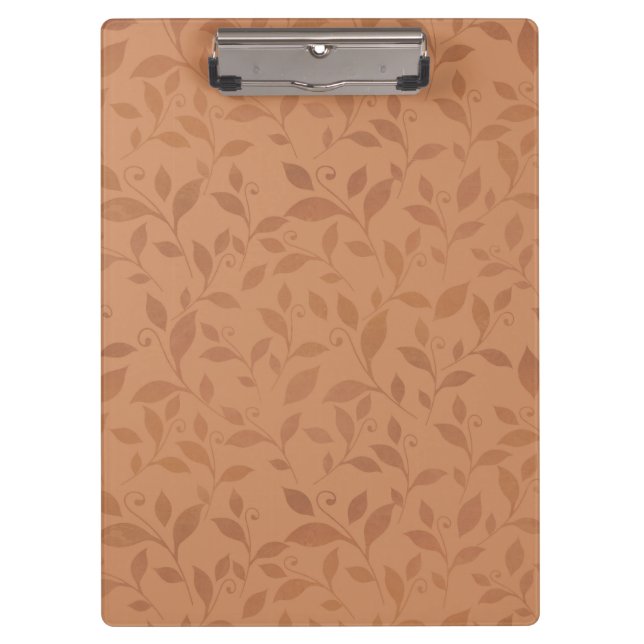 Elegant Brown Abstract Autumn Leaves Pattern Clipboard (Front)