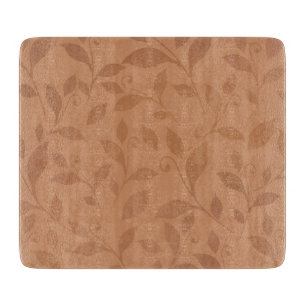 Elegant Brown Abstract Autumn Leaves Pattern Cutting Board