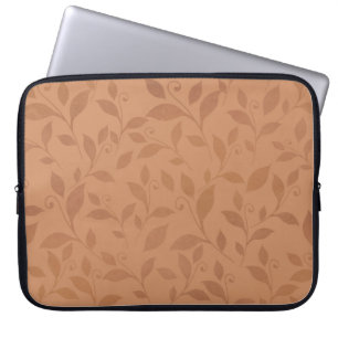 Elegant Brown Abstract Autumn Leaves Pattern Laptop Sleeve