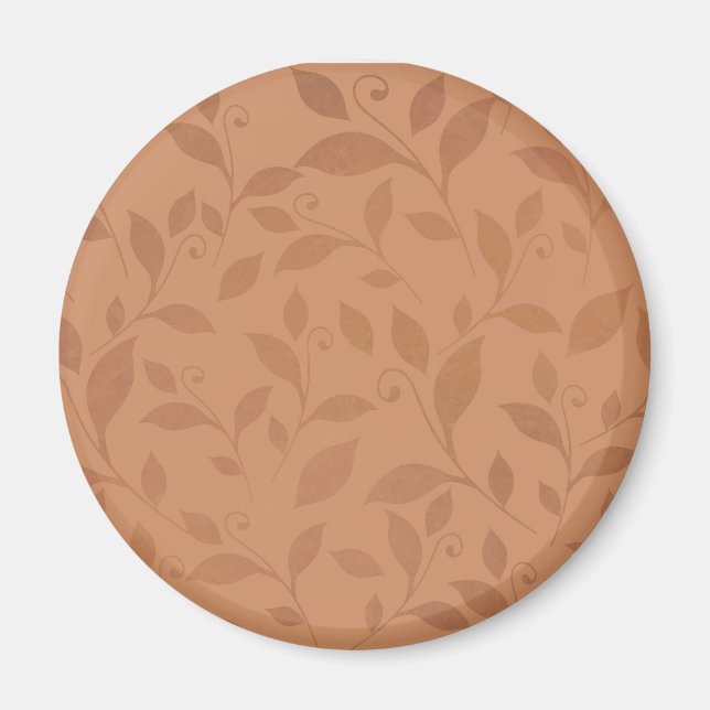 Elegant Brown Abstract Autumn Leaves Pattern Magnet (Front)