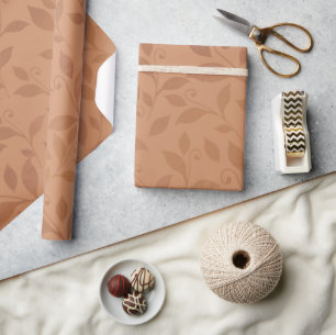 Elegant Brown Abstract Autumn Leaves Pattern Wrapping Paper