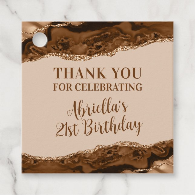 Elegant Brown Agate Favour Tags (Front)