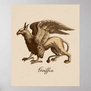 Elegant Brown and Beige Griffin - Legendary Beast Poster