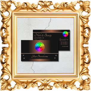 Elegant Brown and Black with Logo Professional Business Card