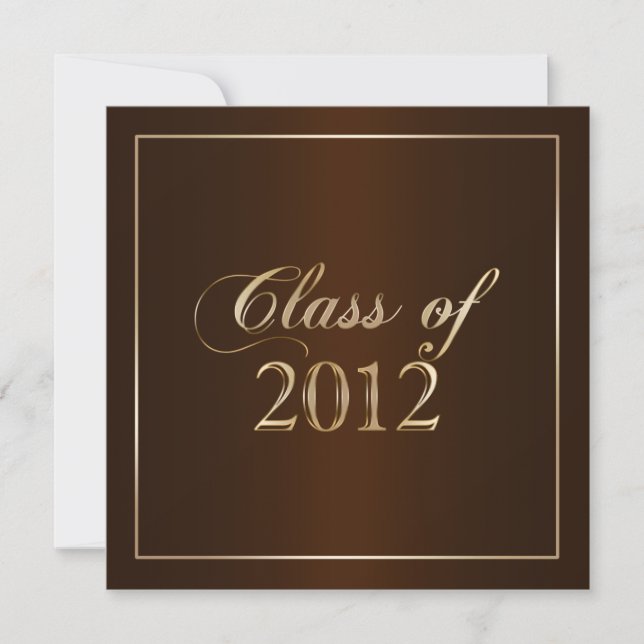 Elegant Brown and Gold Class of 2012 Invitation (Front)