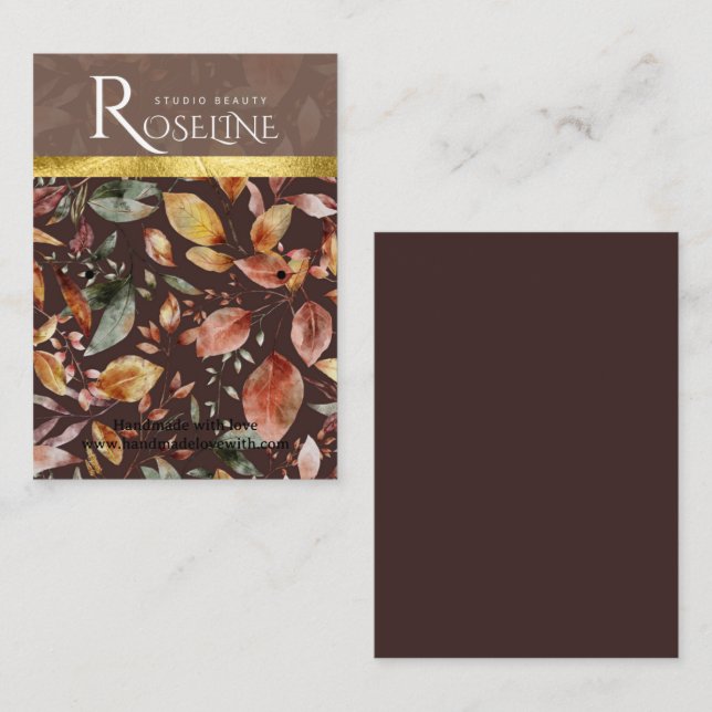 Elegant Brown and gold flower birds card display (Front/Back)