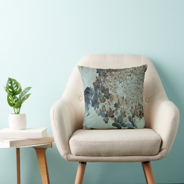 Elegant Brown and Navy Limelight Hydrangea Cushion (Chair)